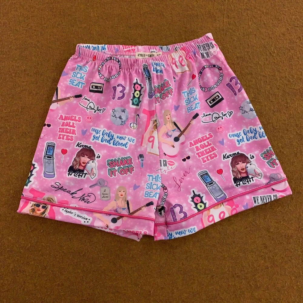Rylee + Faith Girls 8/9 Pink Taylor Swift Eras Inspired Pajama Shorts